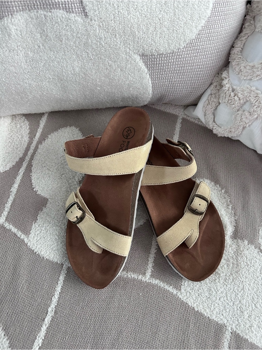 White Mountain Crème Casual Two-Strap Sandals